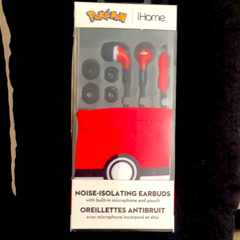 Pokémon/ iHome earbuds and pouch